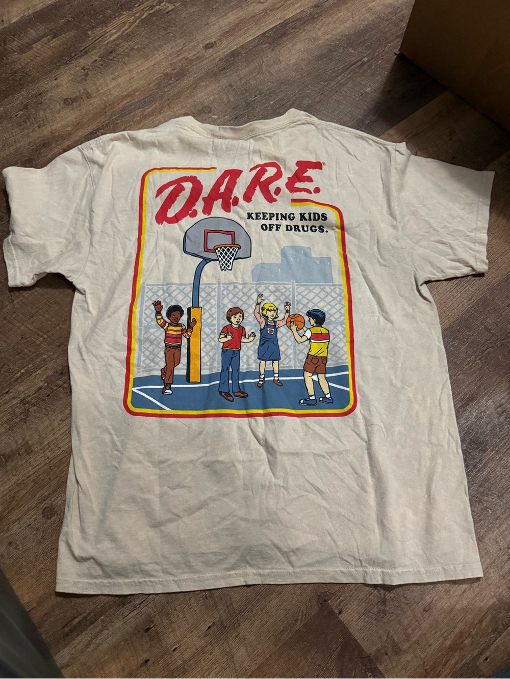 D.A.R.E. White Graphic Short Sleeve Tee - Basketball Back Print